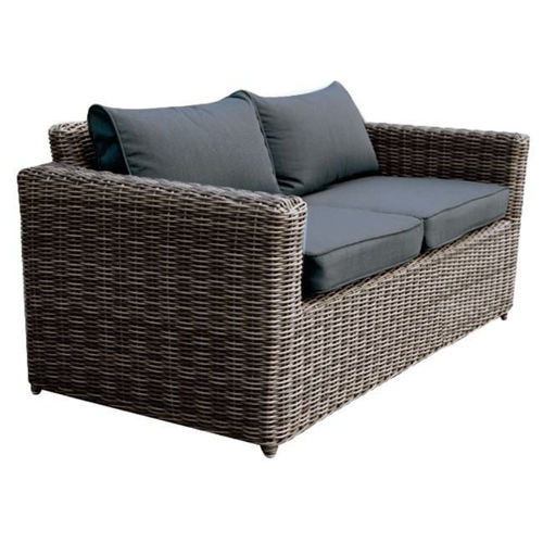 Picture of ARIZONA 2Θέσιος Καναπές Κήπου ALU, 4mm Half-Round Wicker Grey Brown, Μαξιλάρια Ανθρακί E6734,2