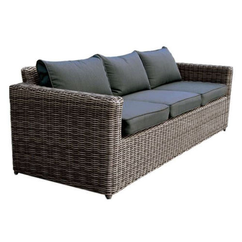 Picture of ARIZONA 3Θέσιος Καναπές Κήπου ALU, 4mm Half-Round Wicker Grey Brown, Μαξιλάρια Ανθρακί E6734,3