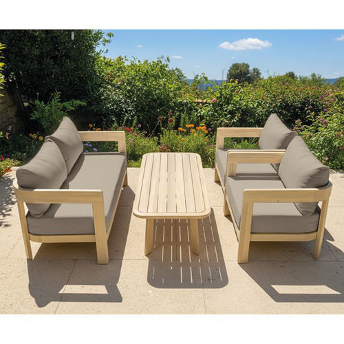 Picture of FLORIDA Living Set Σαλόνι Καθιστικό Κήπου-Βεράντας (4τ), Acacia, Μαξιλάρια Cappuccino E2366,2