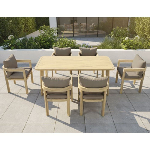 Picture of FLORIDA Dining Set Τραπεζαρία Κήπου Βεράντας (7τ), Acacia, Μαξιλάρια Cappuccino E2365,2