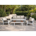 Picture of TORO Set Σαλόνι Κήπου 4τεμ, Alu Άσπρο, Rope Wicker Ανθρακί , Polywood Φυσικό, Μαξ.Εκρού   E6878