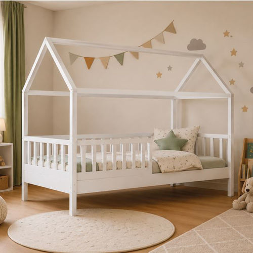 Picture of DREAM τ.Montessori Παιδικό Κρεβάτι, για Στρώμα 90x190cm, Ξύλο Πεύκου Απόχρωση Λευκό EK701,1