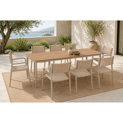 Picture of DENVER Set Τραπεζαρία Κήπου, Αλουμίνιο & Rope Wicker Μπεζ, Polywood-Τραπέζι+8 Πολυθρόνες E6760,1S